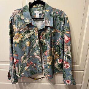 COLDWATER‎ CREEK Blue Floral Hip-Length Jacket (PXL) OMG – SUPER CUTE! (NWOT)